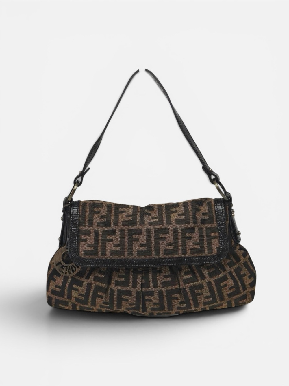Fendi Brown and Black FF Logo Shoulder Bag